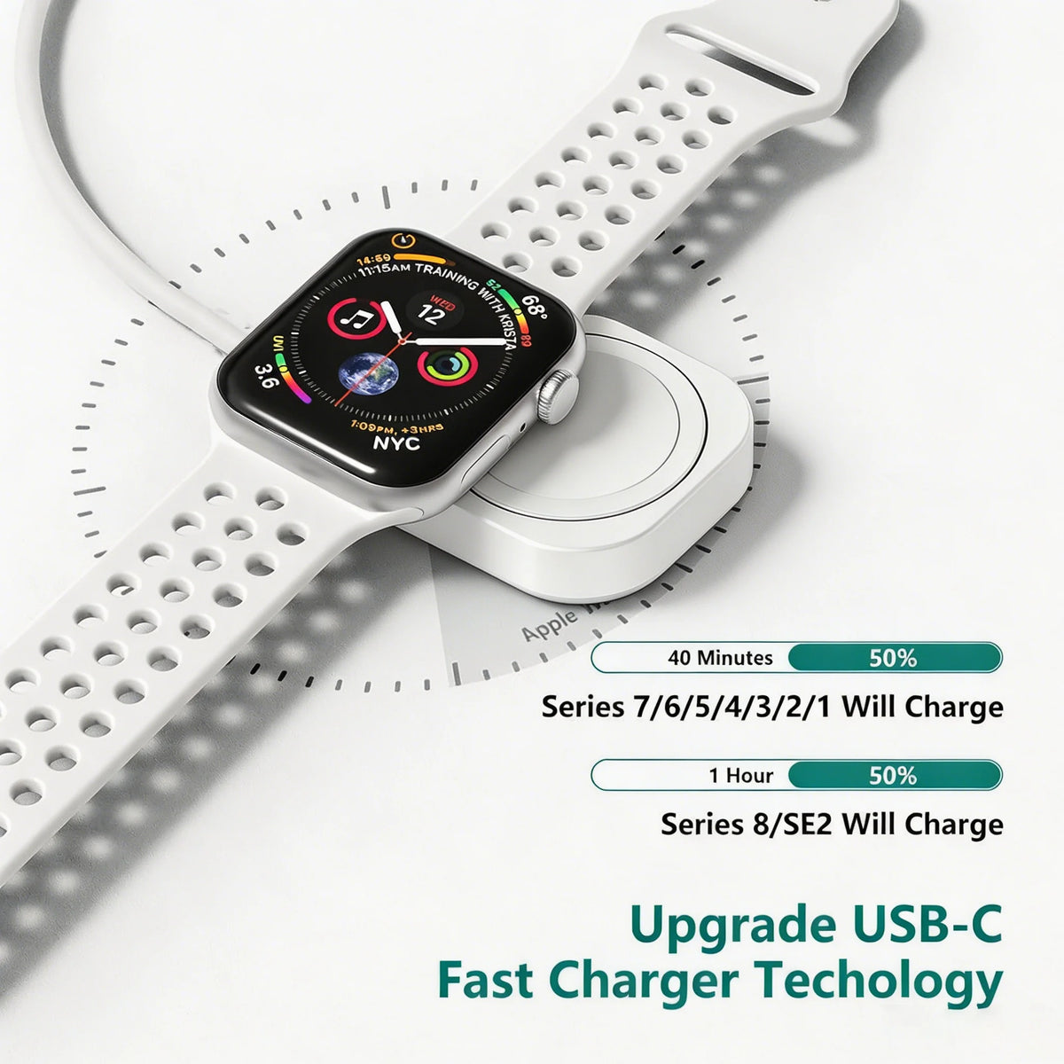 TIMESS Magnetic Fast Watch Charger USB TYPE-C For IPhone Watch Series Ultra 11 10 9 8 7 6 Cable Charging For IWatch 4 3 2 1 SE