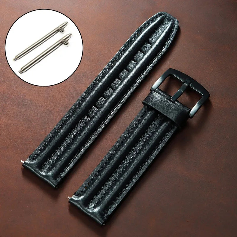 20/22/24mm Cowhide Leather Watchband Straps for Seiko for Omega Men Women Universal Business Bracelets Vintage Oil Wax Wristbelt