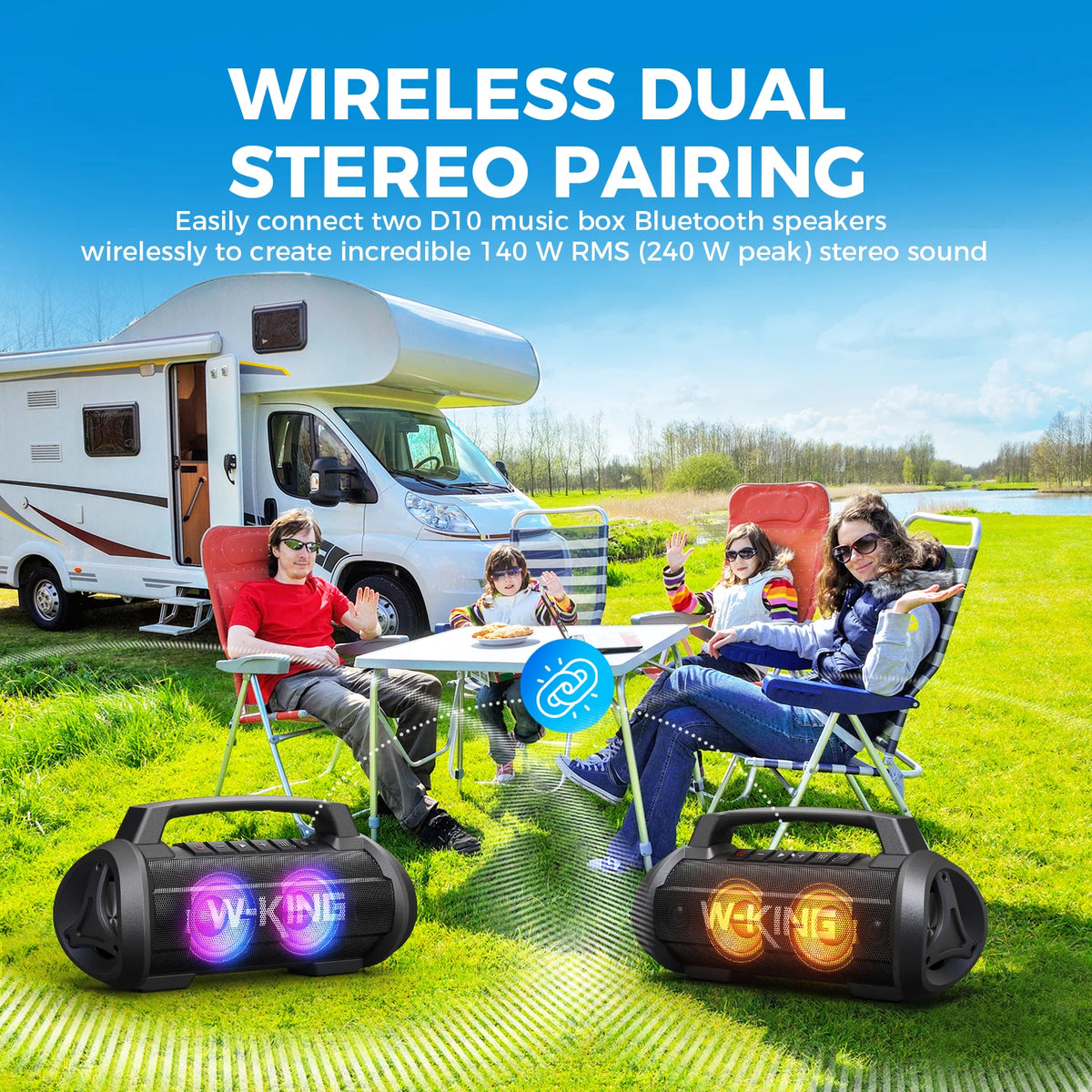 W-KING 70W RMS Bluetooth Portable Speaker, Speaker Wireless Loud IPX6 Waterproof Bluetooth Speakers with Subwoofer/Bass Boost