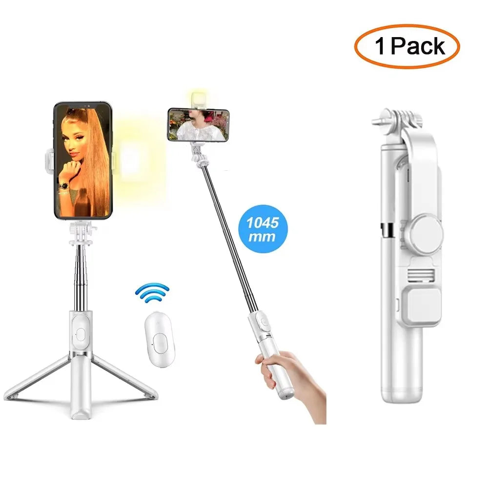 New Wireless Bluetooth Selfie Stick Tripod with Remote Extendable Tripod with LED Light Detachable for iPhone Android Smartphone