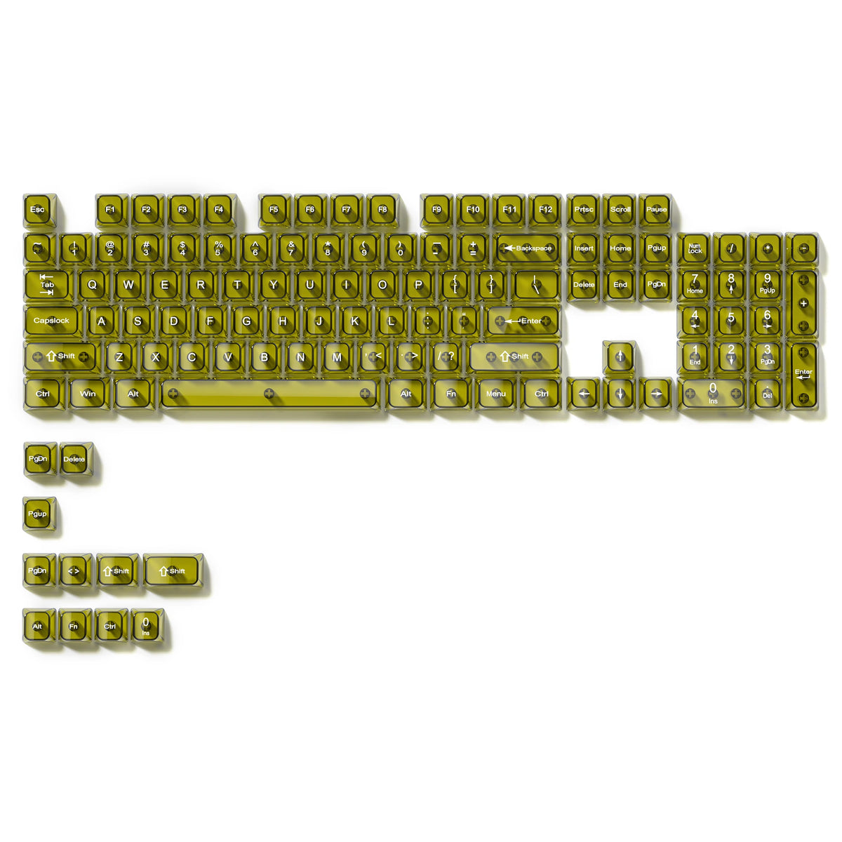 115 Keys Black Transparent Clear Keycaps Crystal Ceramic PC Keycap RGB Shine Through Key Cap MDA Profile for MX Switch Keyboard