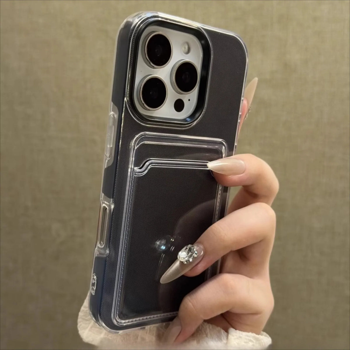 Luxury 2in1 Card Bag Holder Phone Case For iPhone 17 16 15 14 13 12 Pro Max Candy PC Wallet Shockproof Silicone Soft Clear Cover