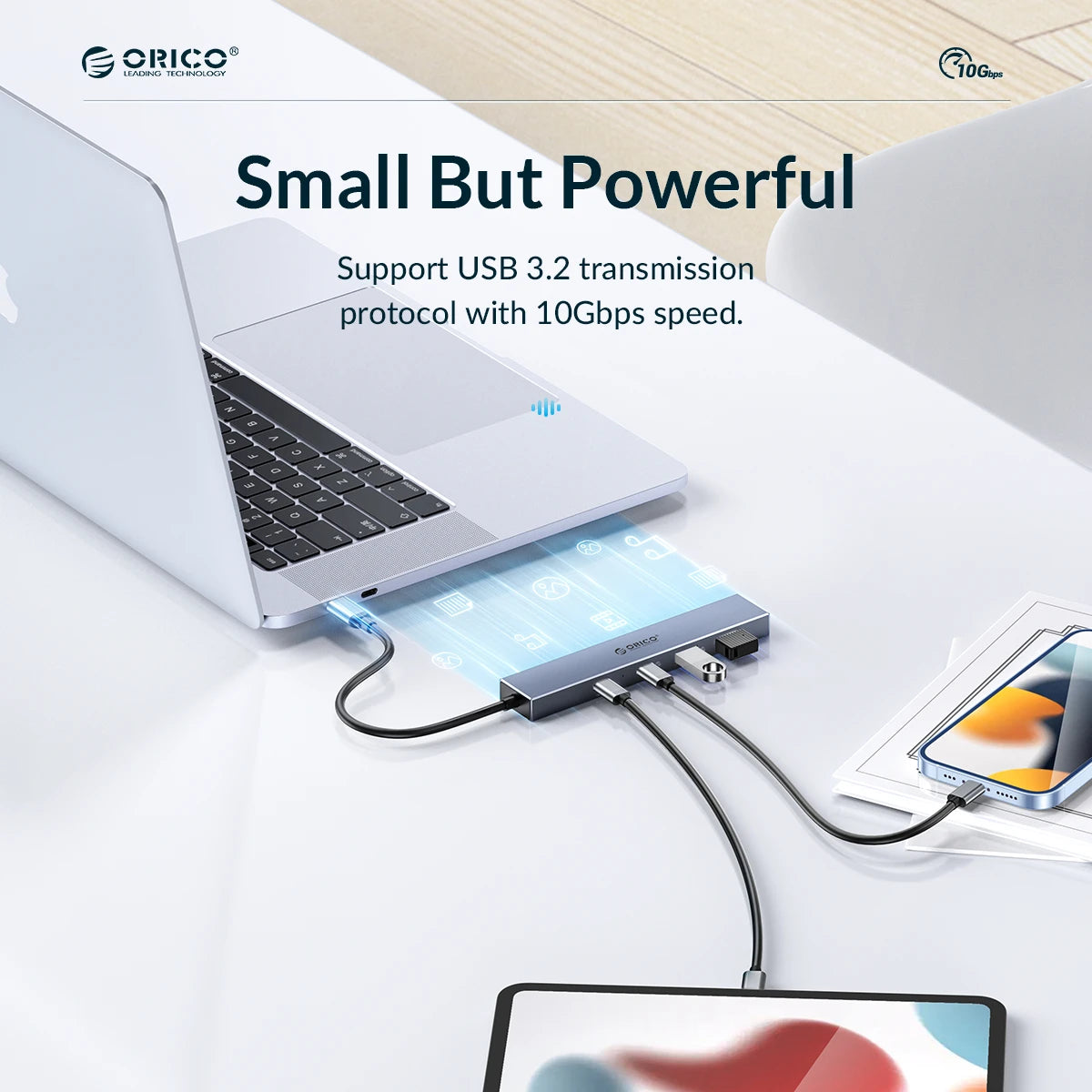 ORICO Type C USB 3.2 10GBPS HUB 4 Ports Compatible With PD100W SD TF Splitter OTG Adapter Suitable For PC Computer Accessories