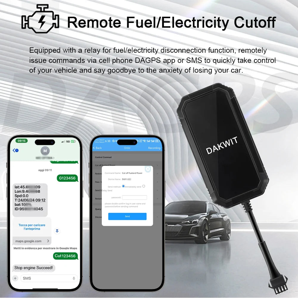 DAGPS 4G TK300 Relay Cut Off Oil Power Builtin Battery GPS Tracker for Car Motorcycle Vehicle Online Tracking So