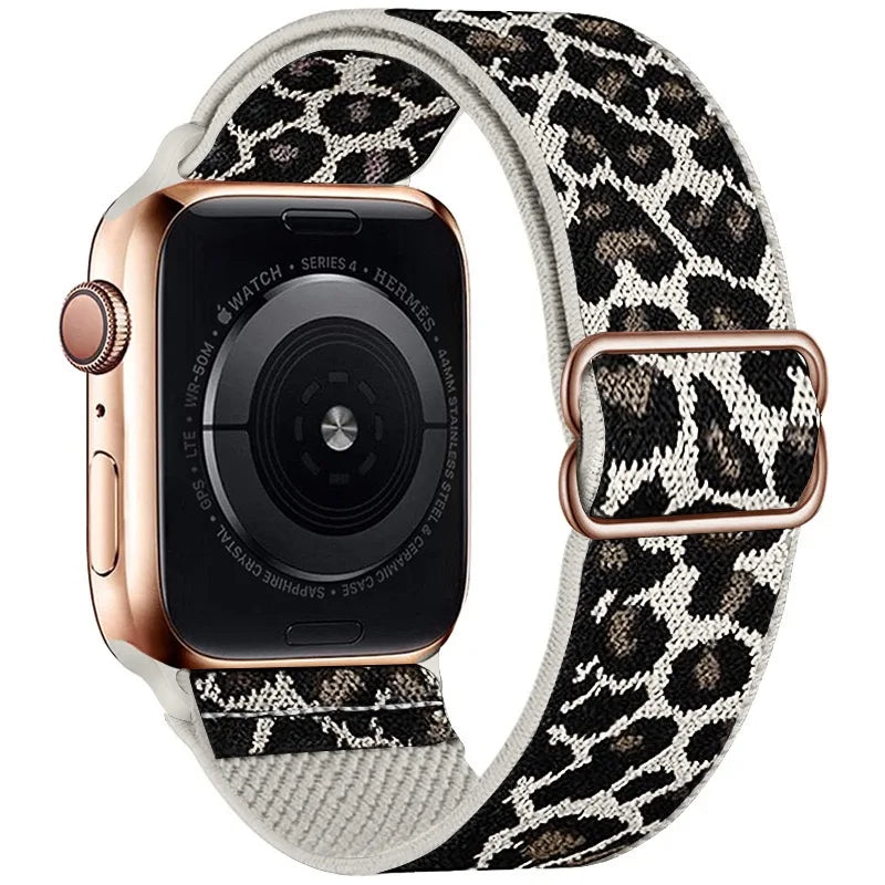 Silicone Leopard Printed Watchband for Apple Watch Ultra 2 49mm 40 42mm 44mm Bracelend Women's Leopard Print Strap IWatch Series