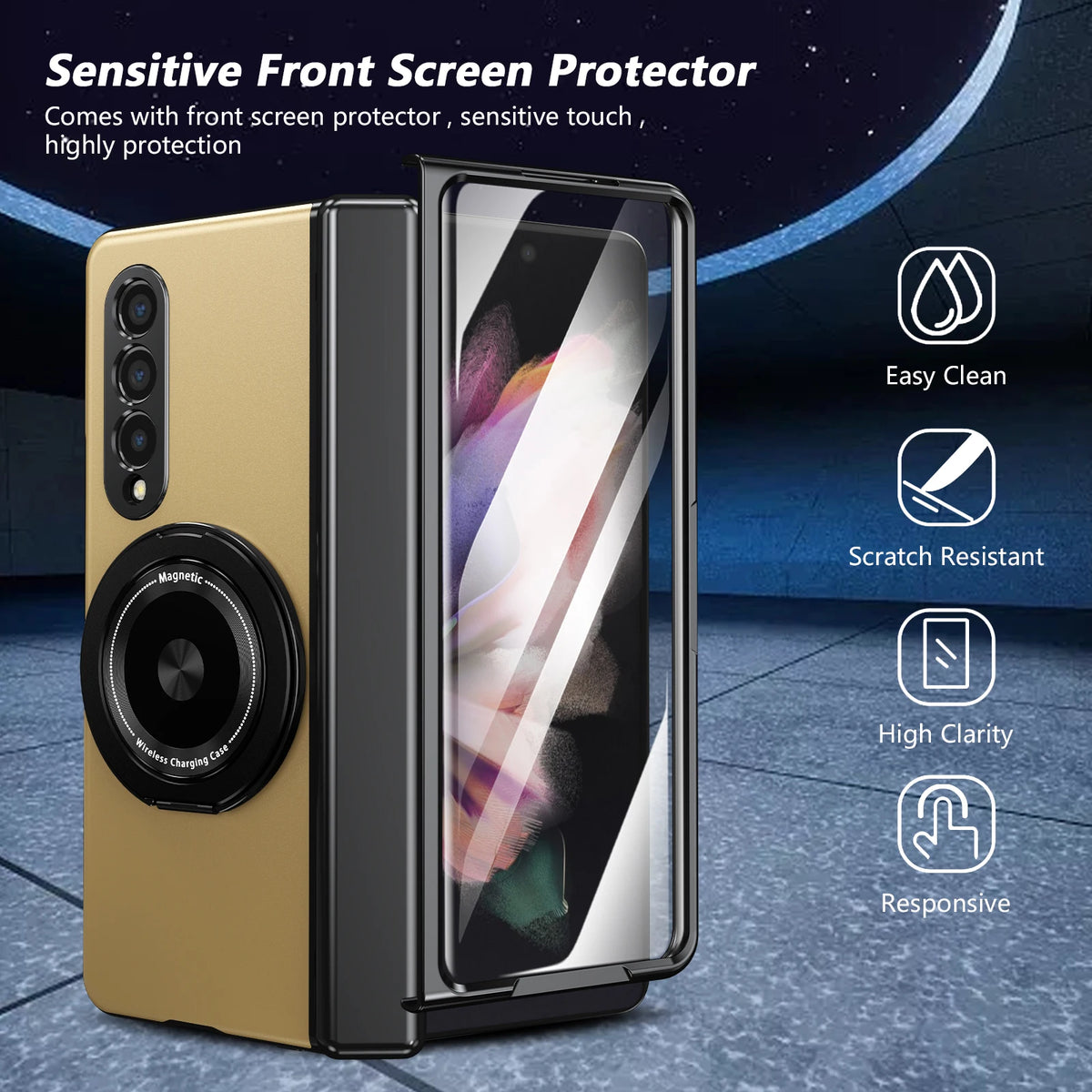 Folding Ring Holder Full Coverage Case for Samsung Galaxy Z Fold 8 Ultra 5G Fold8 Fold7 Fold 7 6 5 4 3 Fold6 Fold5 Fold4 Fold3