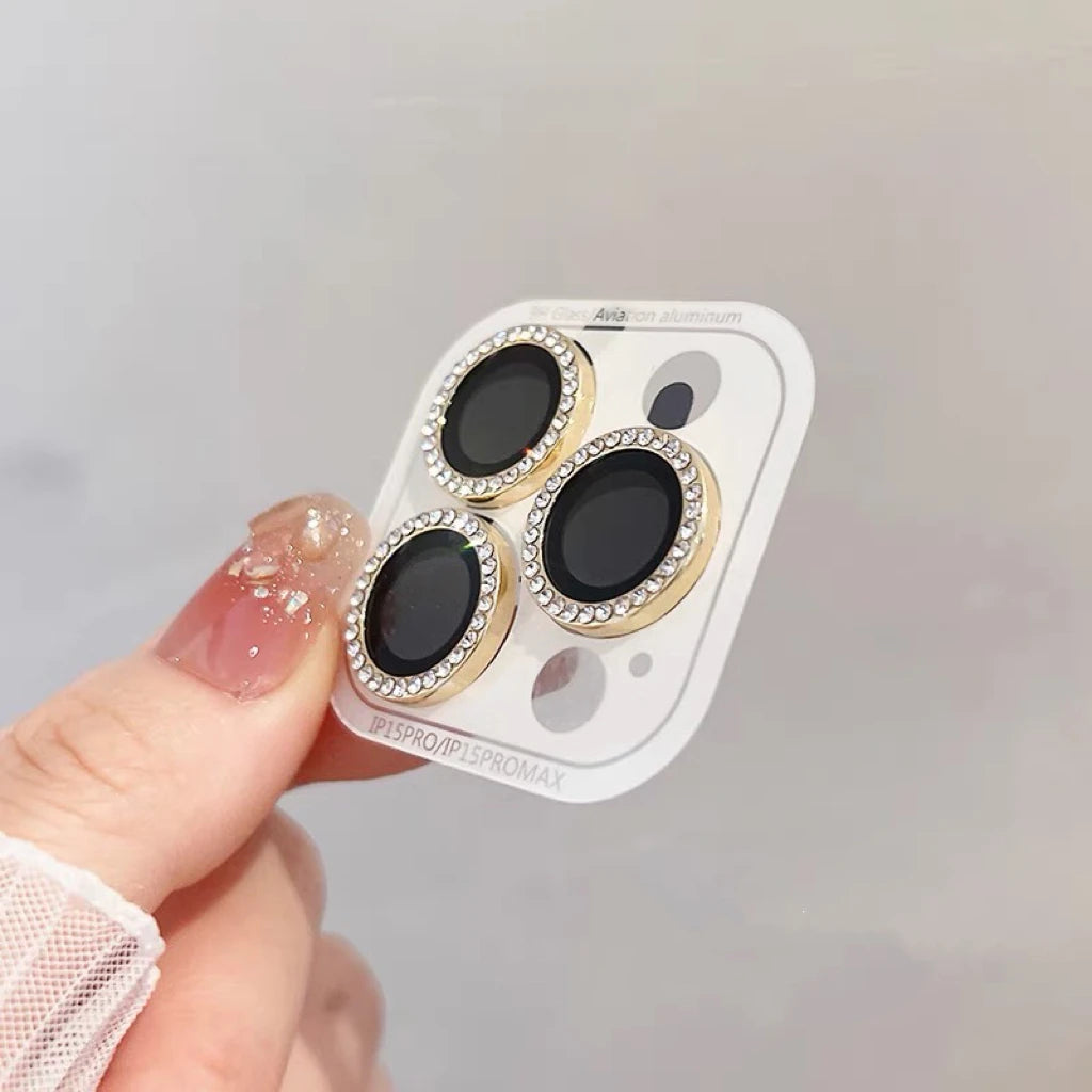 3-2Pcs Luxury Diamond Camera Protector For IPhone 17 promax 16 15 14 13 12 Pro Max Glitter Ring Lens Glass Back Lens Cap Shinny