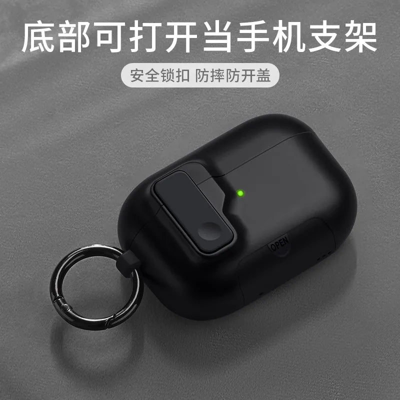 2025 New For AirPods Pro 3 Phone Stand Case Cover Magnetic Auto Lock TPU Shockproof Protective Sleeve With Hook for AirPods Pro3
