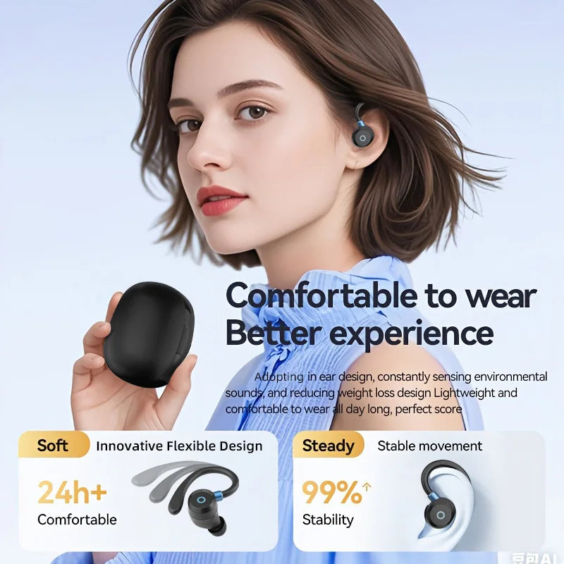 TWS Bluetooth Headphones, Dual Microphones, ENC Noise Cancellation, Touch Volume Control, Ultra-Long Battery Life