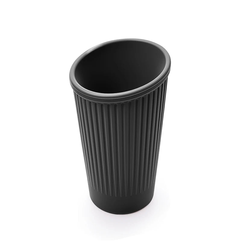 New Vertical Striped Silicone Car Trash Cup & Storage Bucket No Installation Needed Portable Waste Holder for All Auto Models