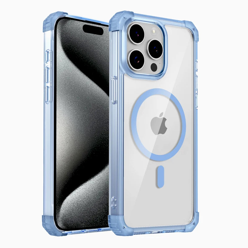 Shockproof Armor Transparent Case For iPhone 17 16 15 14 13 12 Pro Max Plus 15Pro IPhone15 for Magsafe Mag Safe Charge Cover