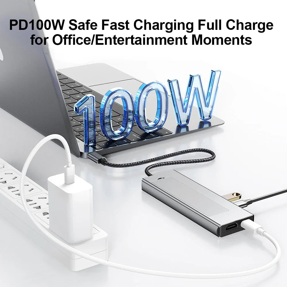 KEBIDUMEI 8-in-1 M.2 SSD Docking Station with Disk Storage 10Gbps USB 3.2 HUB USB C To SATA+NVME HDMI Adapter For Laptop Macbook