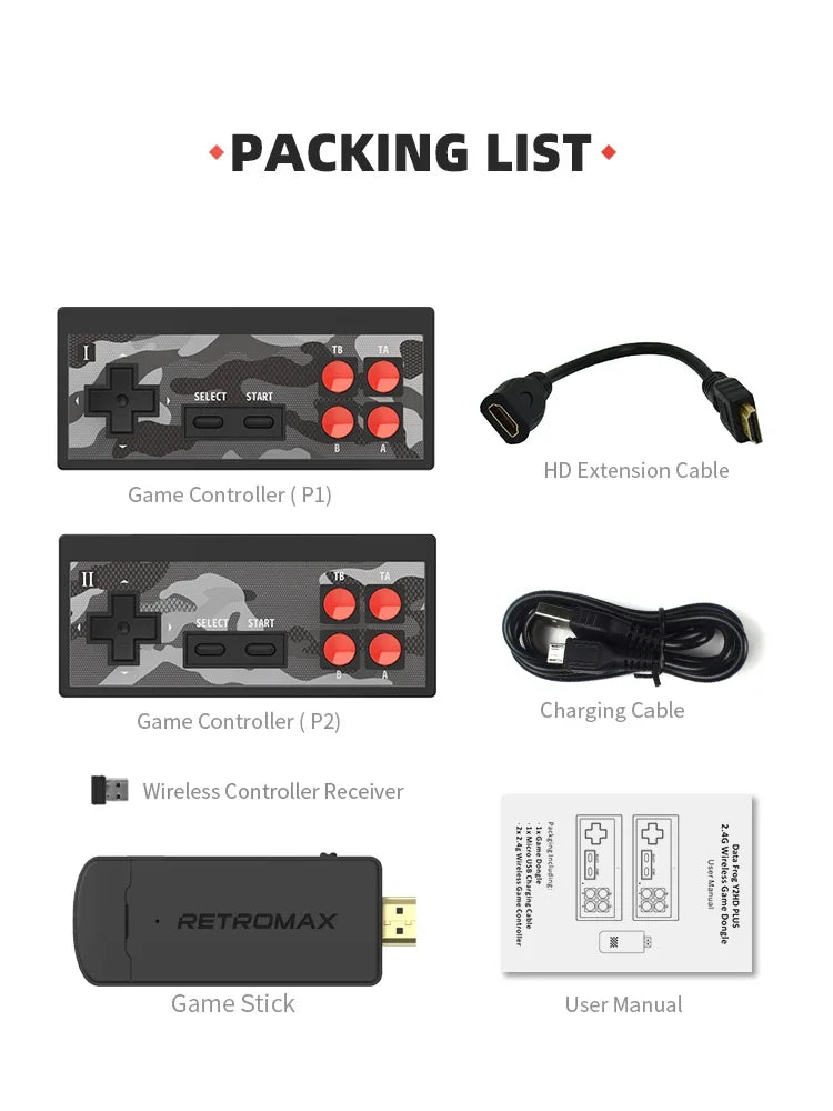 DATA FROG Portable Retro TV Game Stick Wireless USB Console with 1800 Built-in Classic NES/Dendy Games