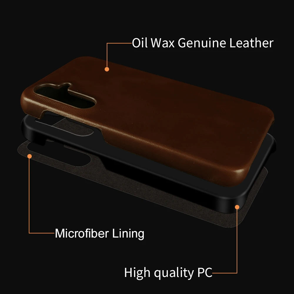 Handmade Genuine Leather Case For Samsung Galaxy S23 FE S20 S20FE 5G S22Plus S21 Aesthetic Vintag Pattern Phone Shell Back Cover