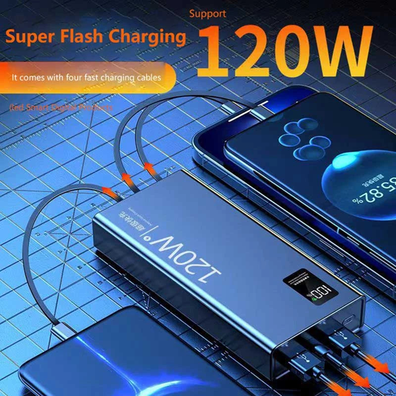 VIVO 4 in 1 Power Bank 120W 500000mAh High Capacity With Cables Super Fast Charging Portable Charger For iPhone Samsung 2026