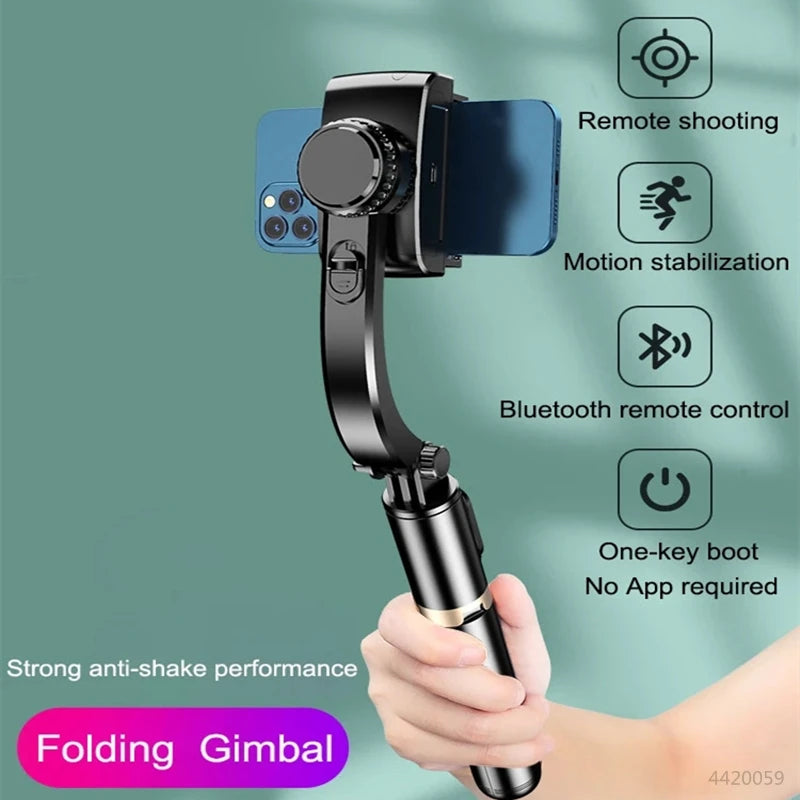 Roreta 2026 NEW Gimbal Stabilizer Selfie Stick Foldable Wireless Tripod with Bluetooth Shutter Monopod for IOS Android