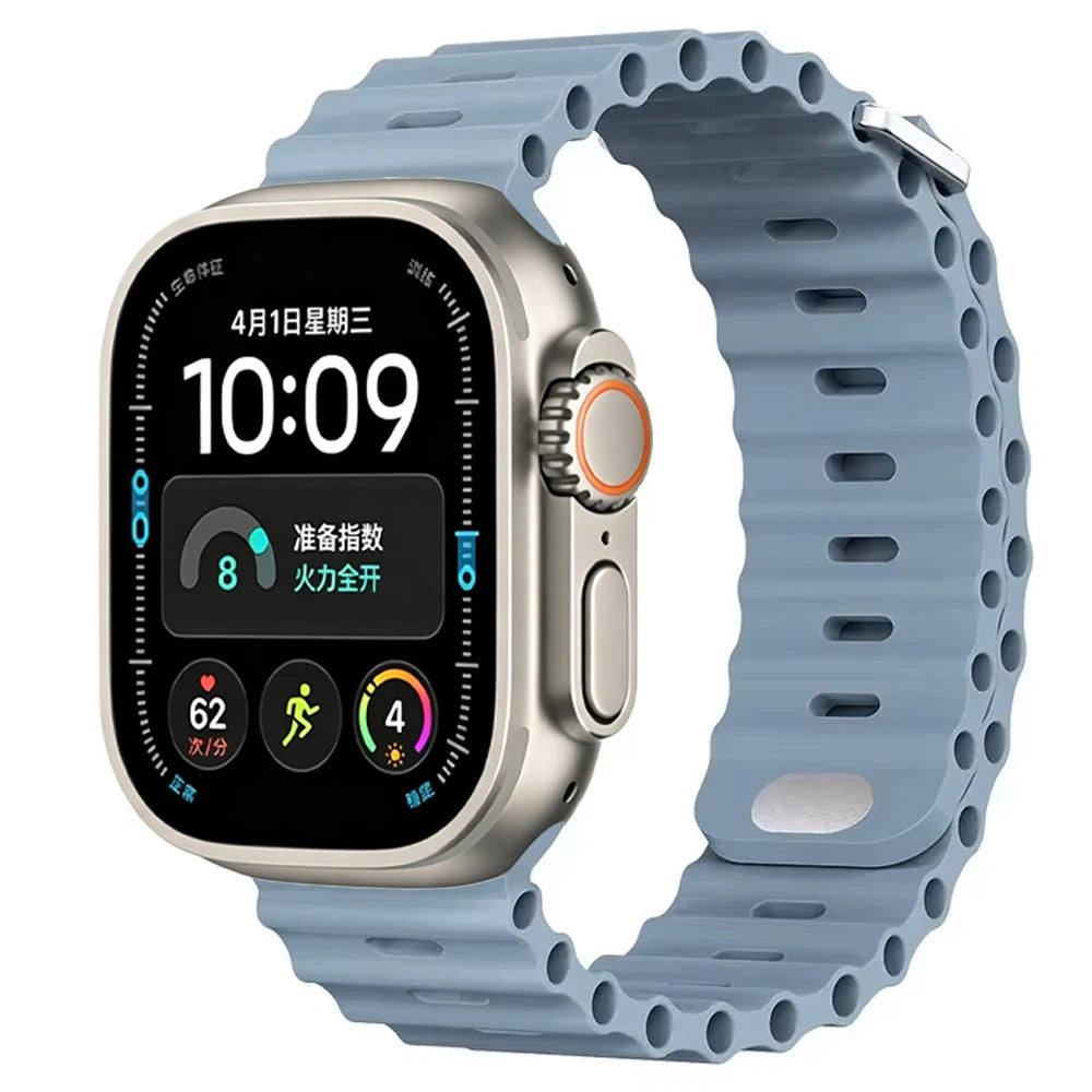 Ocean Silicone strap For Apple Watch Ultra 4 3 2 1 Band 49mm 12 11 10 9 8 7 46mm 45mm 41mm band iWatch 6 5 4 SE3 44mm 40mm 42mm