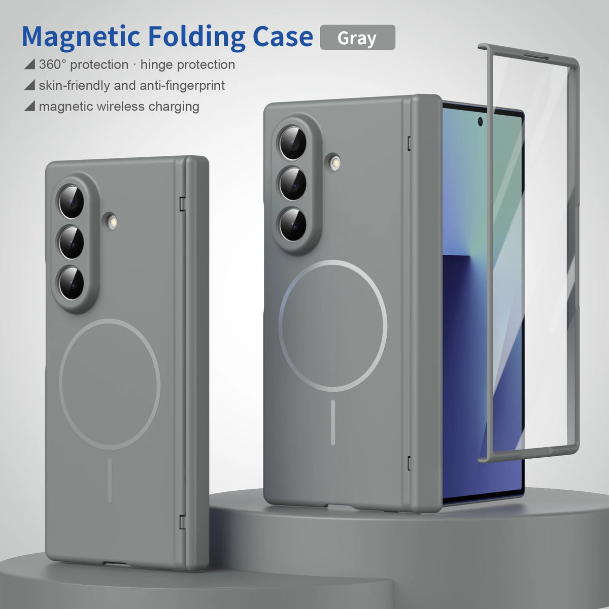 Magnetic Full Cover Hard PC Back Phone Case With Hinge Protection For Samsung Z Fold 8 Ultra 7 6 5 4 With Glass Film Protector