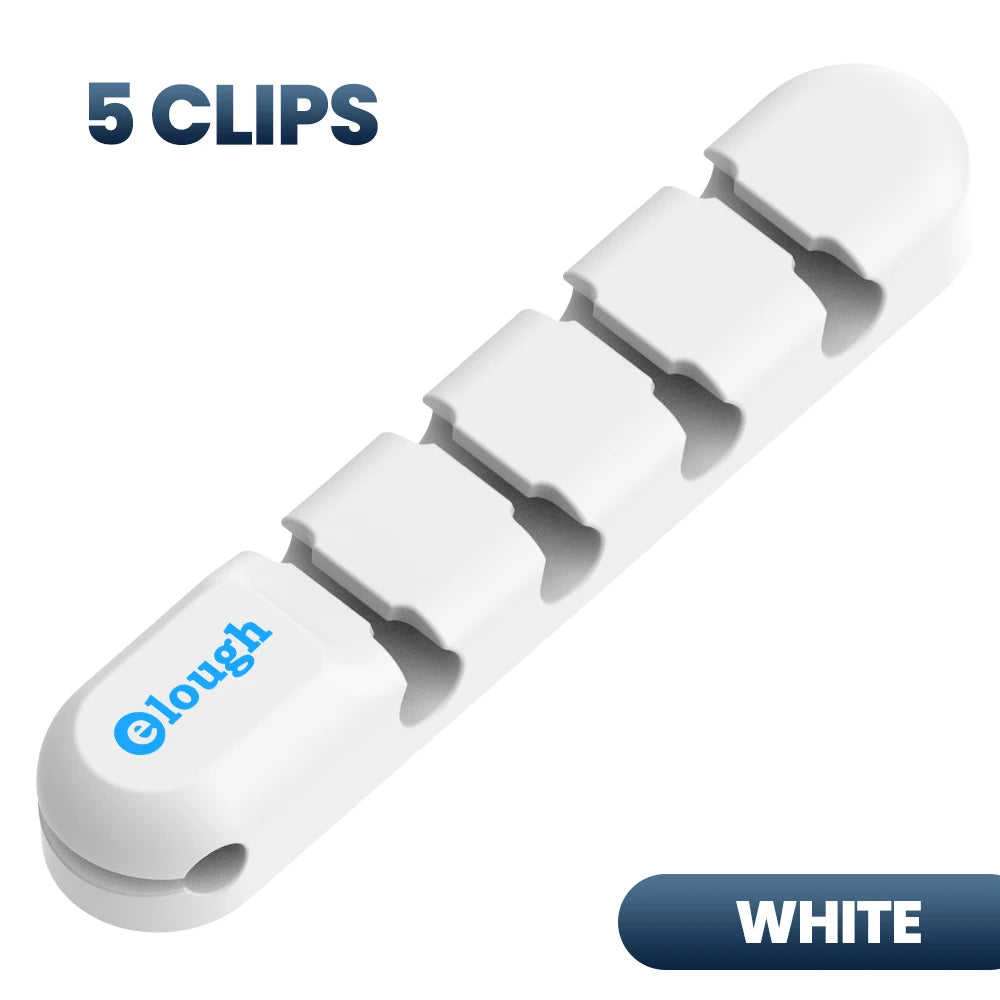Elough Cable Organizer 7 Clip Cable Management Tidy Silicone Winder Wire Holder Arrangement For Mouse Earphone Protector