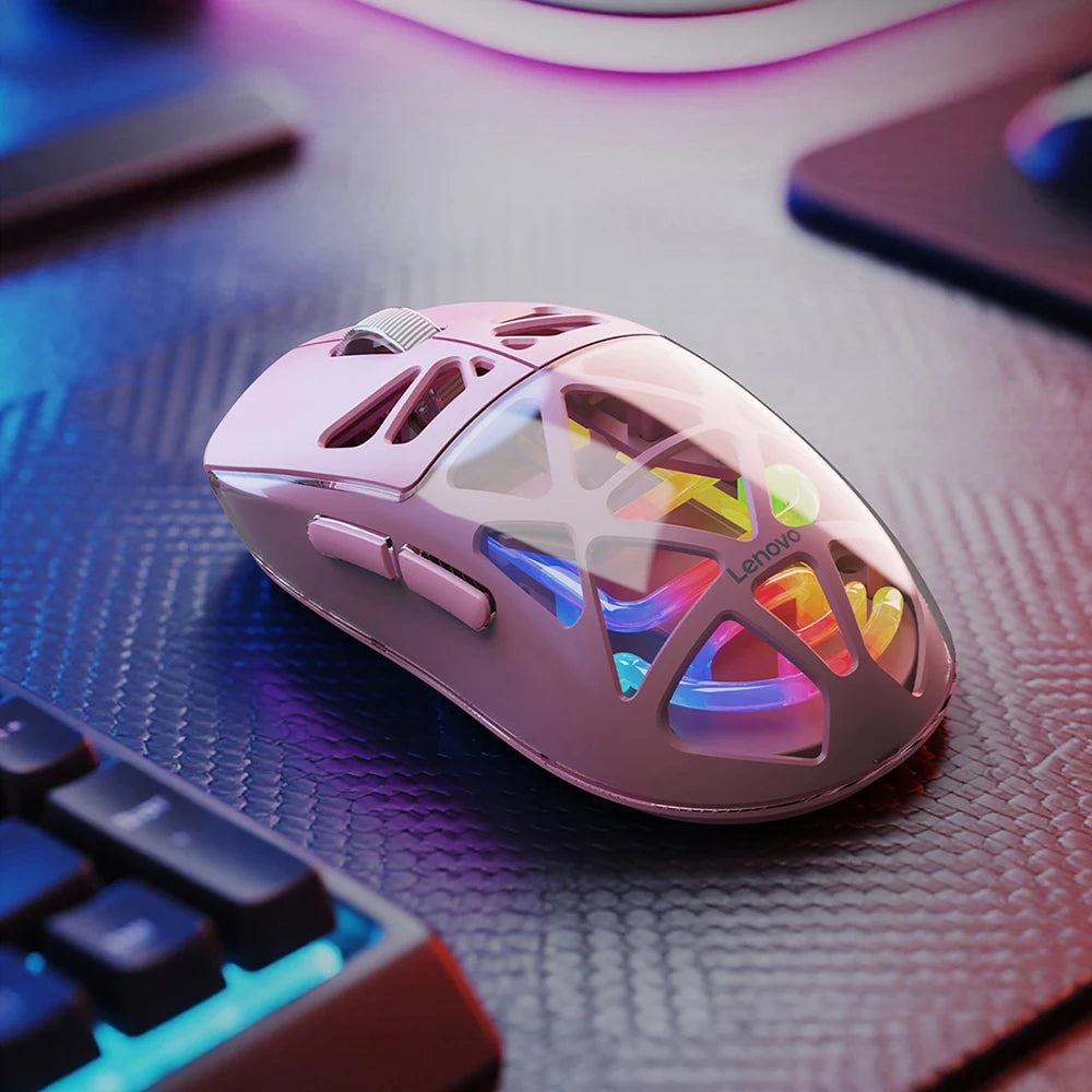 Lenovo Aurora Gaming Mouse GM11 Pro RGB 3-mode 2.4G Wireless Bluetooth 12000 DPI Adjustable Lightweight Portable Rechargeable