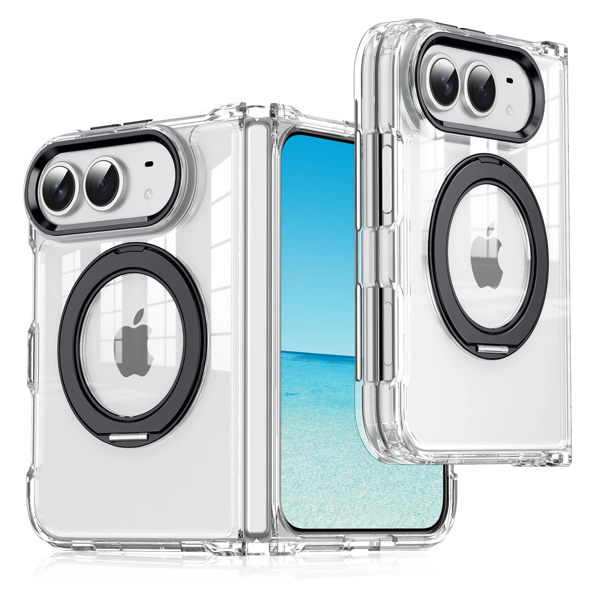 Case For Apple iPhone Duo For Foldable iPhone Duo For Magsafe With Magnetic 360 Adjustment Stand Protection Clear Acrylic Cover