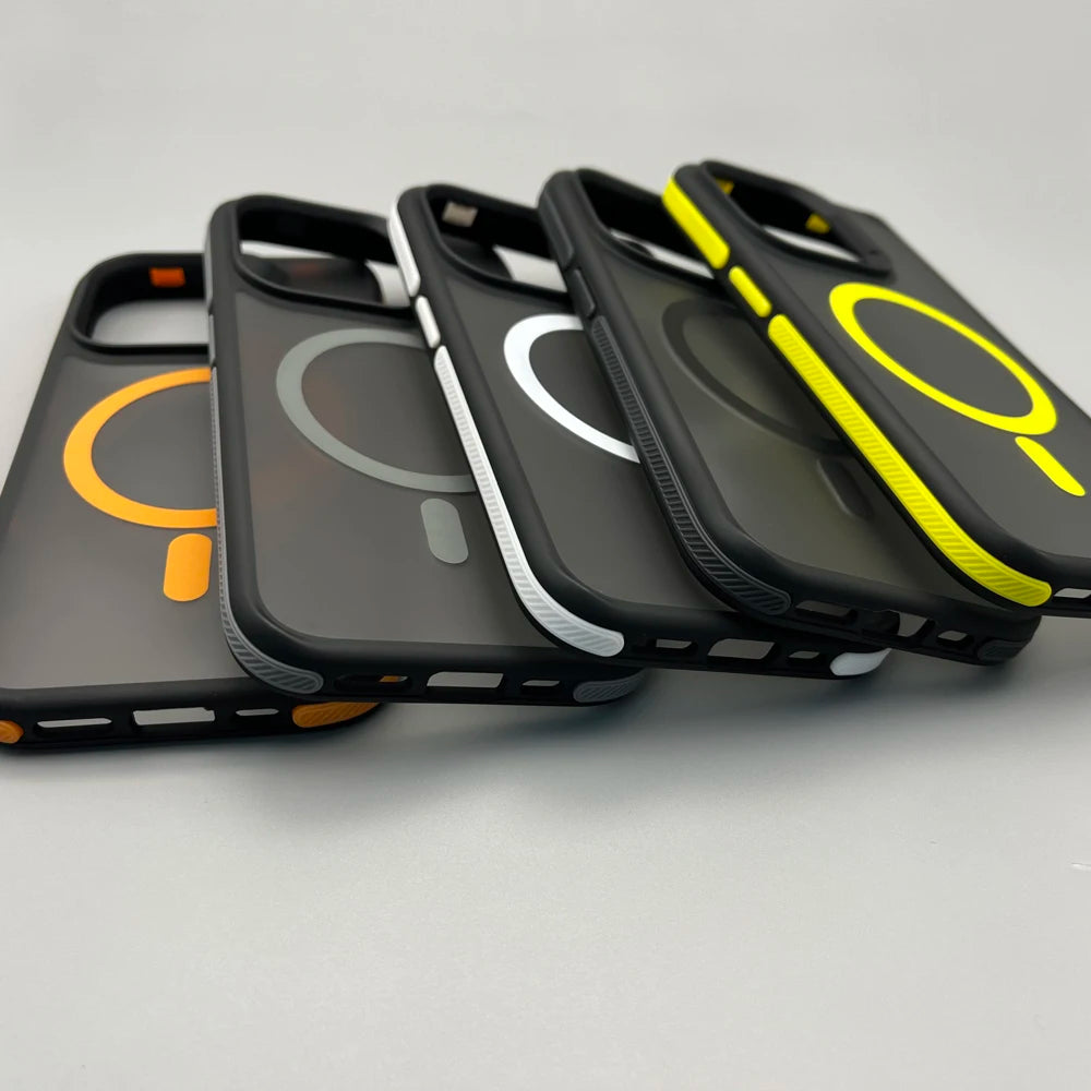 Magnetic Luxury Matte Translucent Armor Shockproof Case For iPhone 16 15 14 13 12 11 Pro Max for Magsafe Wireless Charge Cover