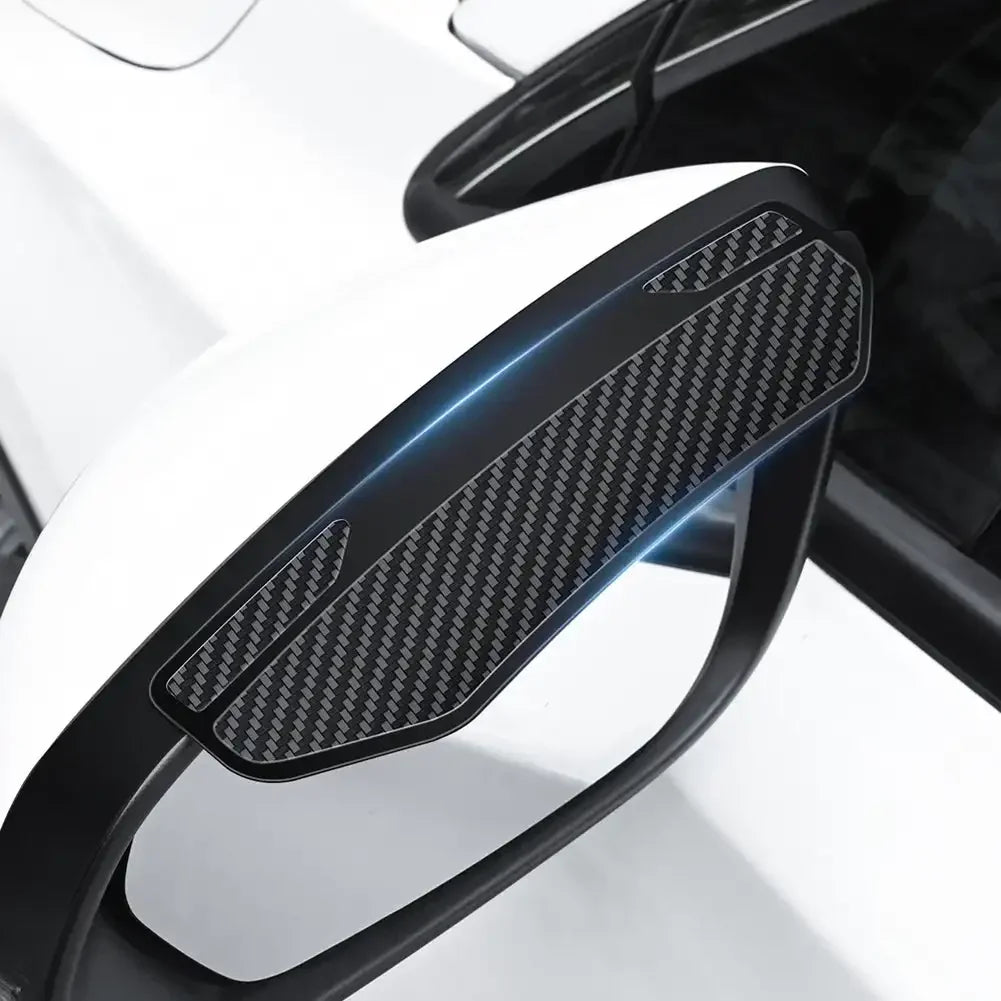 2Pcs Carbon Fibre Universal Car Rear View Mirror Rain Cover Sun Visor Eyebrow Side View Mirror Rain Guard Auto Protection
