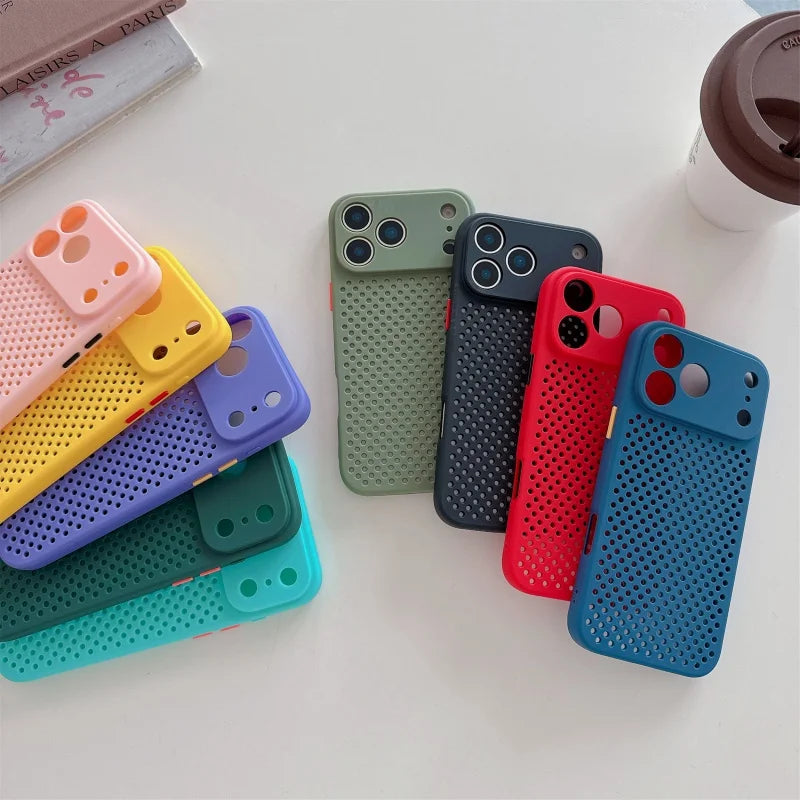 Heat Dissipation Breathable Cooling Phone Case For iPhone 17 Air 16 16e 15 14 13 12 Mini 11 Pro Max Plus Soft Silicone Cover