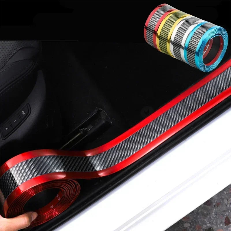 Car Stickers Anti Scratch Door Sill Protector Rubber Strip Carbon Fiber Car Threshold Protection Bumper Film Sticker Car Styling