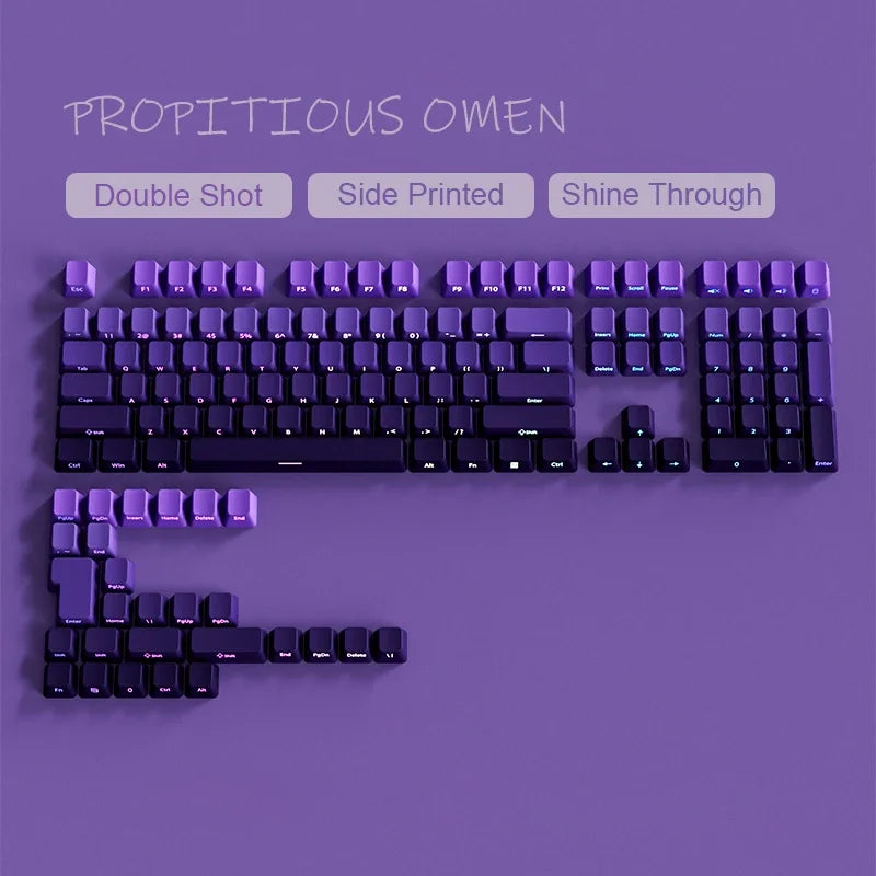 Gradient Gray Double Shot RGB Backlit Keycaps OEM Profile 135+ Keys Side Printed PBT Keycaps for Cherry MX Switches Keyboards