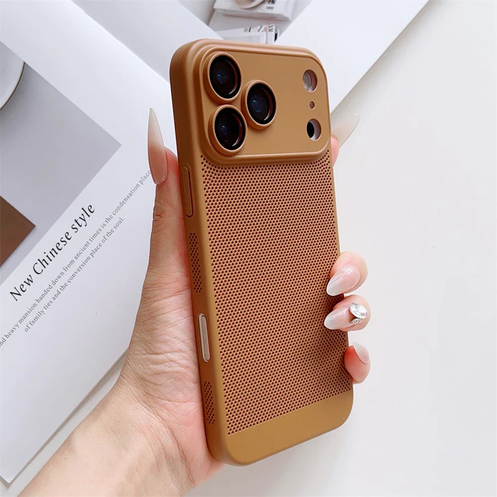 Cooling Phone Case with Full Camera Lens Protection For iPhone 17 Air 16e 16 15 14 Pro Max Plus Shockproof PC Back Cover