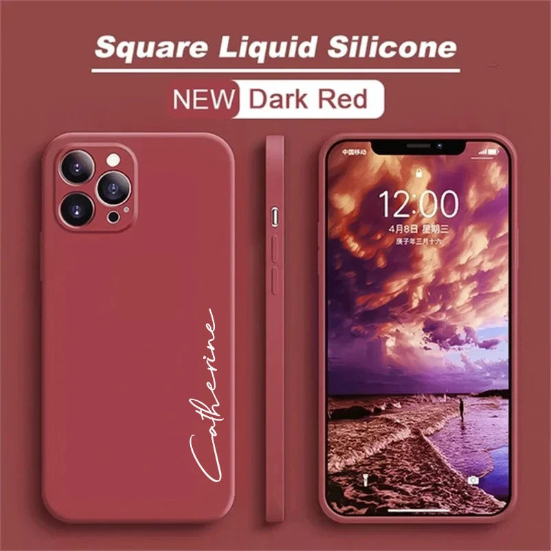 Customized Personalized Name Luxury Initials Soft Liquid Silicone DIY Case For Iphone 18 17 16 15 14 13 12 11 Pro Max Plus Cover