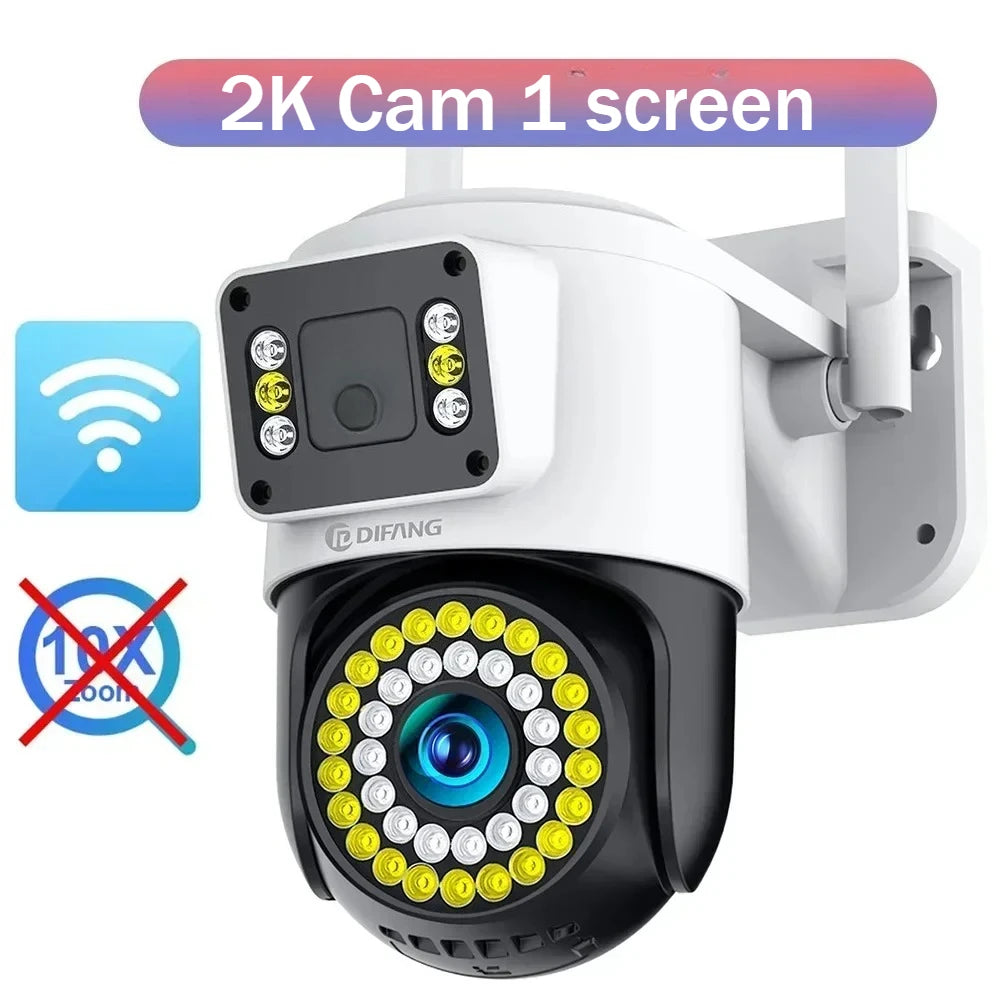 DIFANG Outdoor WIFI Camera 6K 8MP Three Lens 10X Zoom Human Detection 4K 6MP Dual Screens WiFi Surveillance CCTV Security Yoosee