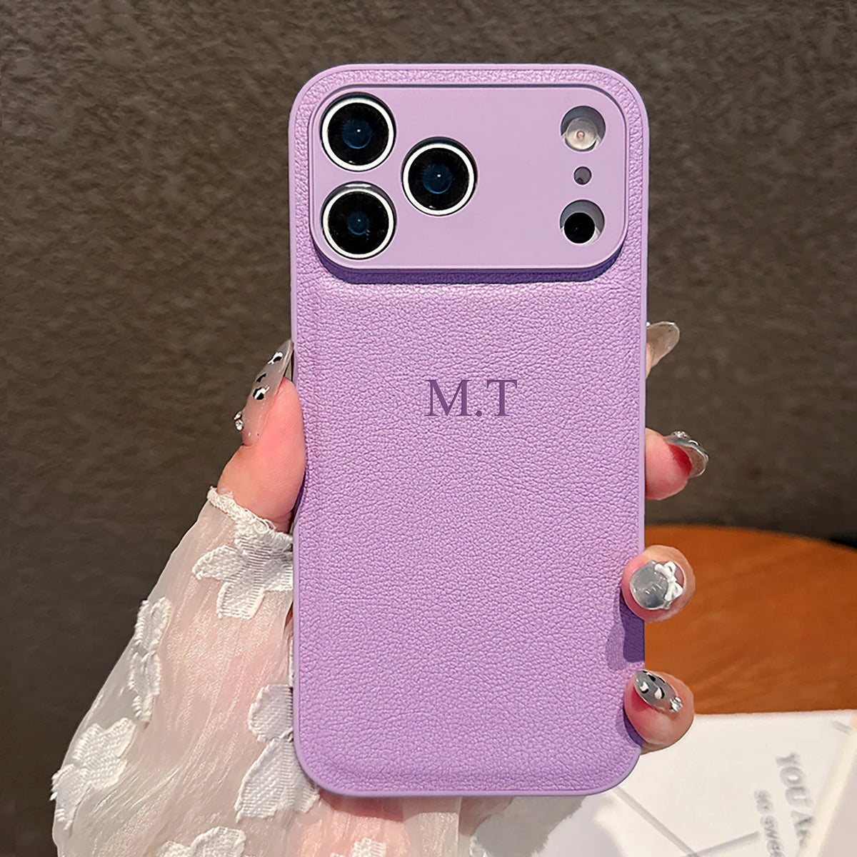Personalized Luxury Customized Name 3D DIY Hot Engrave Faux Leather Phone Case For iPhone 17 16 15 14 13 Pro Max Plus Air