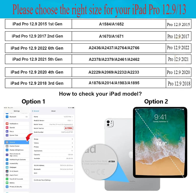 Case For Apple iPad Pro 12.9 2015/2017 360 Rotating Smart Cover iPad Air 13 2024 2025 12.9"2018-22 PU Leather Funda Tablet Shell