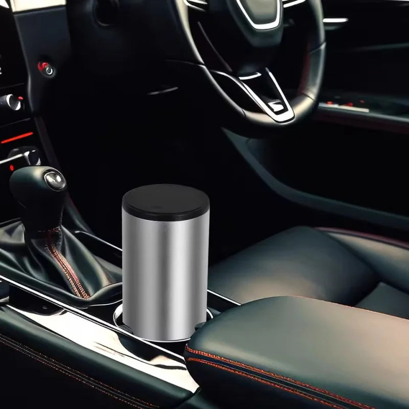 2026 NEW Car Trash Bin Alloy Garbage Can For Car Dustbin Waste Rubbish Basket Bin Organizer Storage Holder Bag Auto Accessories