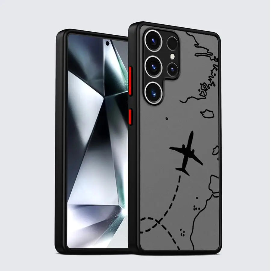 Line Airplane Topographic Back Phone Cover Case for Samsung Galaxy S9 S24 FE S22 Plus S25 Edge S21 S23 Ultra S20 S10