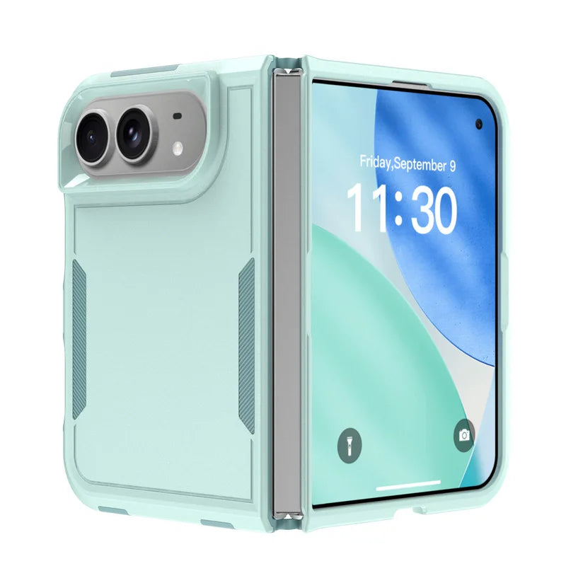 High Quality Armored Skin Feel Phone Case For IPhone Duo, Sturdy Folding Dual Screen All-around Anti Drop Protection Back Cover