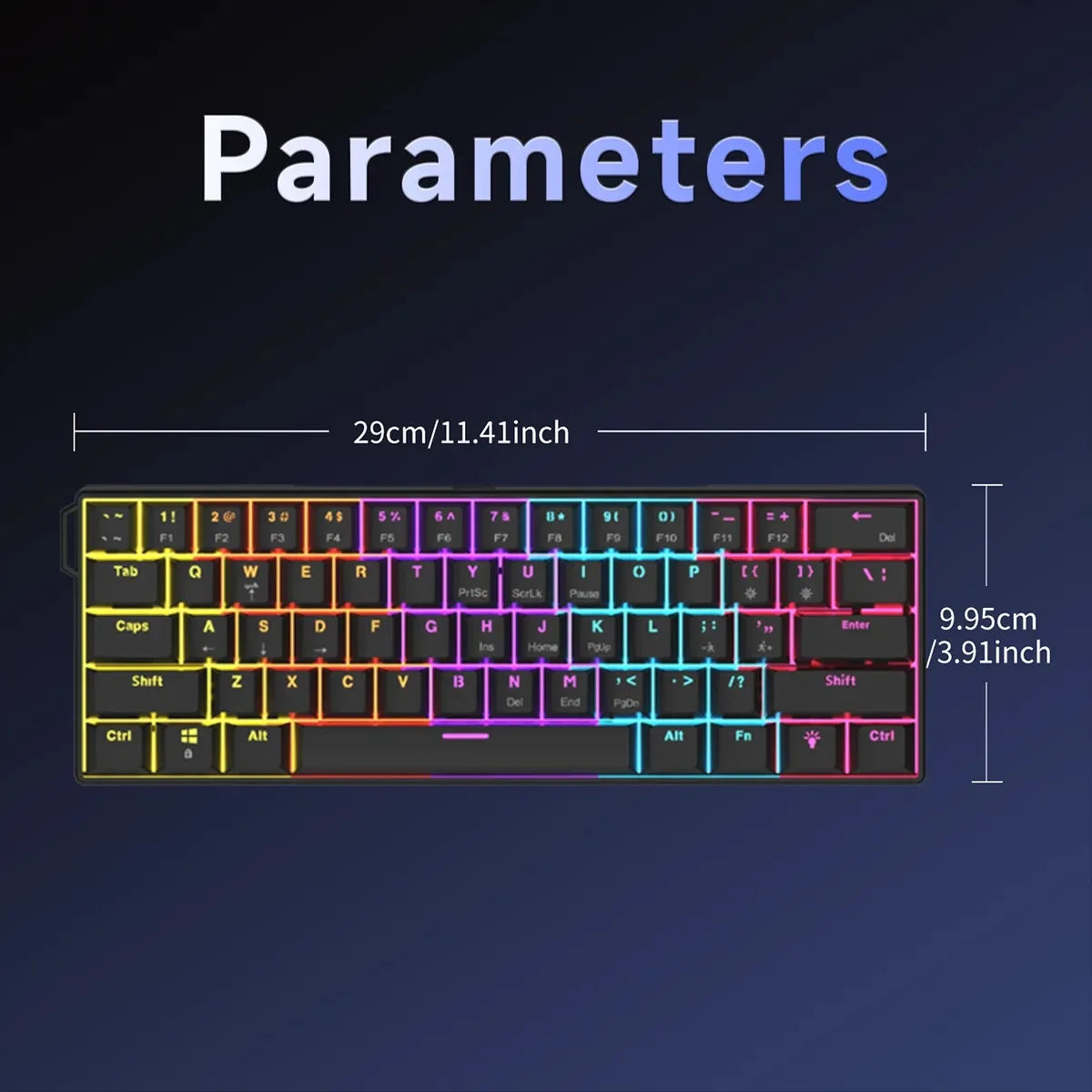 AJAZZ NK61 Wired Mechanical Keyboard 61 Keys 60% Compact Hot Swappable Red Switch RGB Backlit Portable for Gaming Laptop Gamer