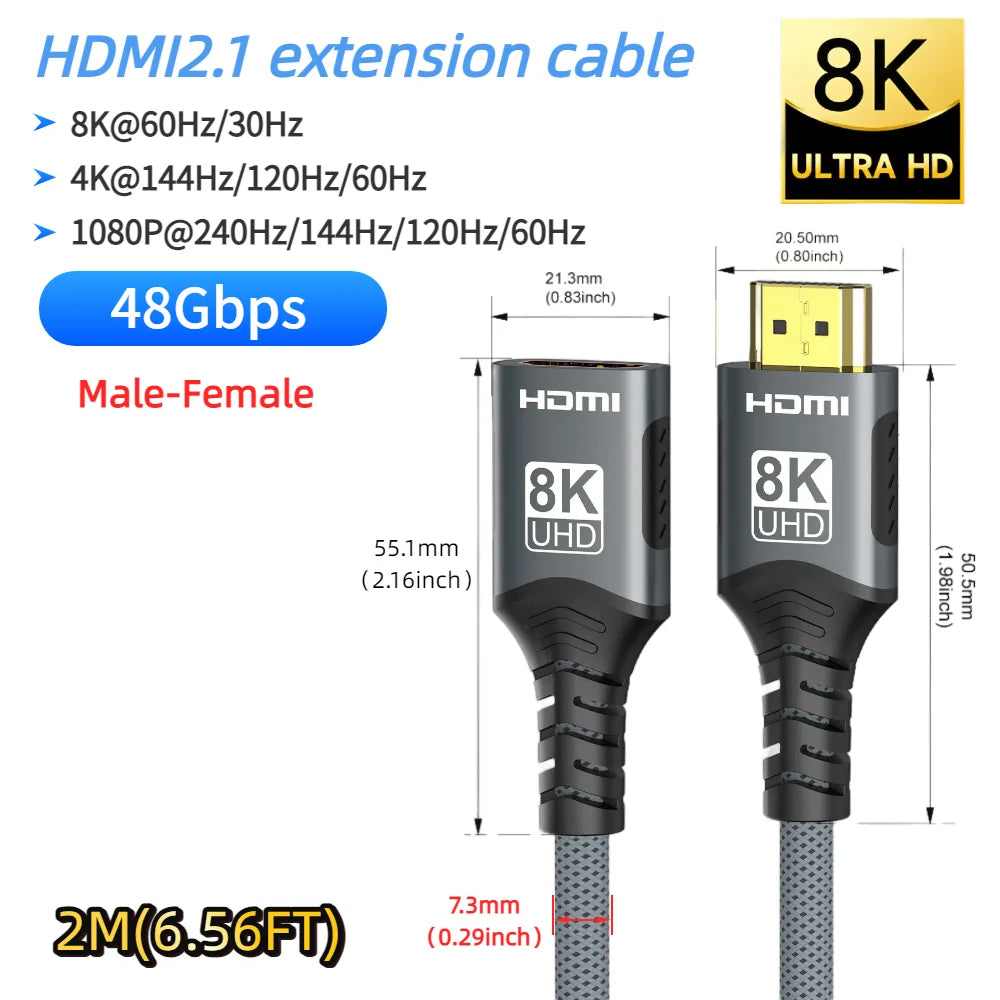 High Refresh Rate 8K@120Hz HDMI 2.2 Cable 96Gbps Supports 4K@240Hz 2K@360Hz HDR eARC for PS5 Xbox Switch TV Laptop