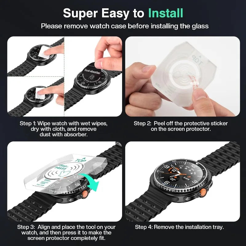 2PCS Tempered Glass For Samsung Galaxy Watch 8 Classic/8 40mm 44mmCover Anti-Scratch Screen Protector With Tool Easy Install Kit