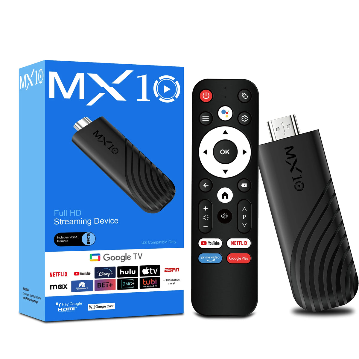 Android 13 MX10 Stick Streaming TV Stick Quad Core Cortex A53 Mali G31 GPU 8GB 128GB WiFi6 Voice Control Dongle