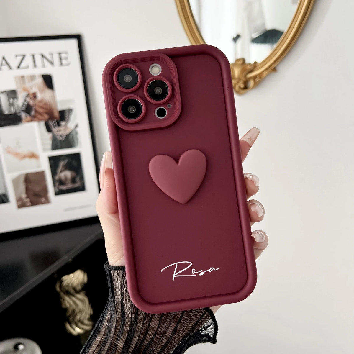 Cute INS Love Heart Personalized Name Case For iPhone18 17 16 15 14 13 12 11Pro Max 17 Air Luxury Soft Silicone Custom DIY Cover