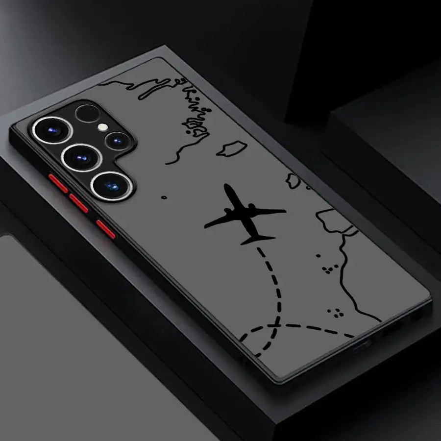 Line Airplane Topographic Back Phone Cover Case for Samsung Galaxy S9 S24 FE S22 Plus S25 Edge S21 S23 Ultra S20 S10