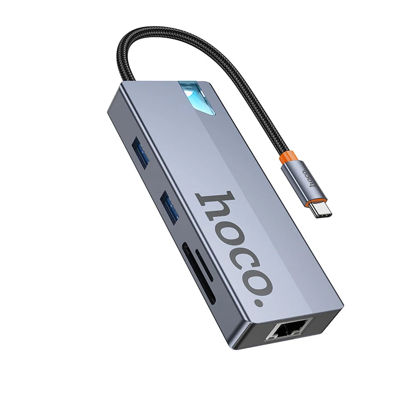 HOCO 8-in-1 USB C to HDMI-compatible RJ45 HUB 4K 60Hz PD100W USB Splitter Adapter For Macbook Air SD TF Multi Converter Office