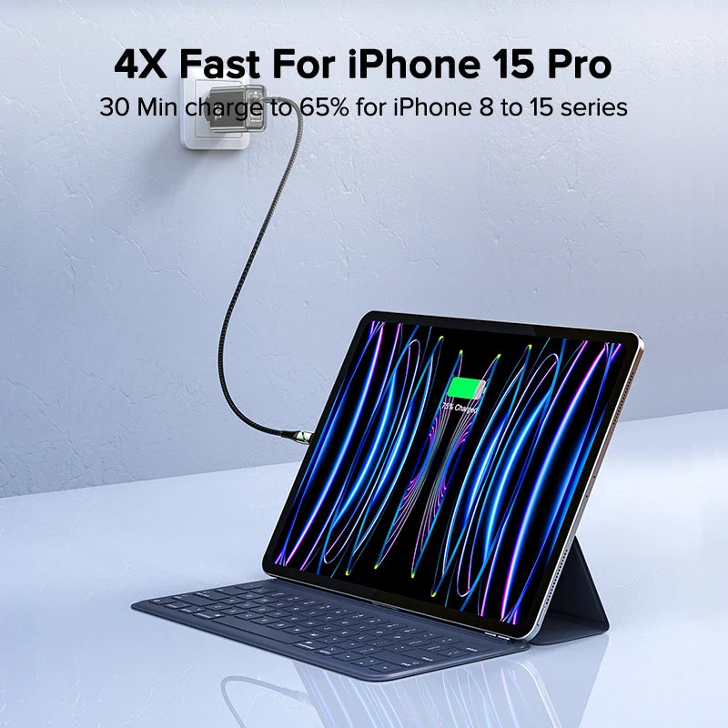 QOOVI GaN 45W USB Charger Fast Charging USB Type C Wall Charger PD QC3.0 Quick Charge For iPhone Samsung S23 S21 Laptop Tablet