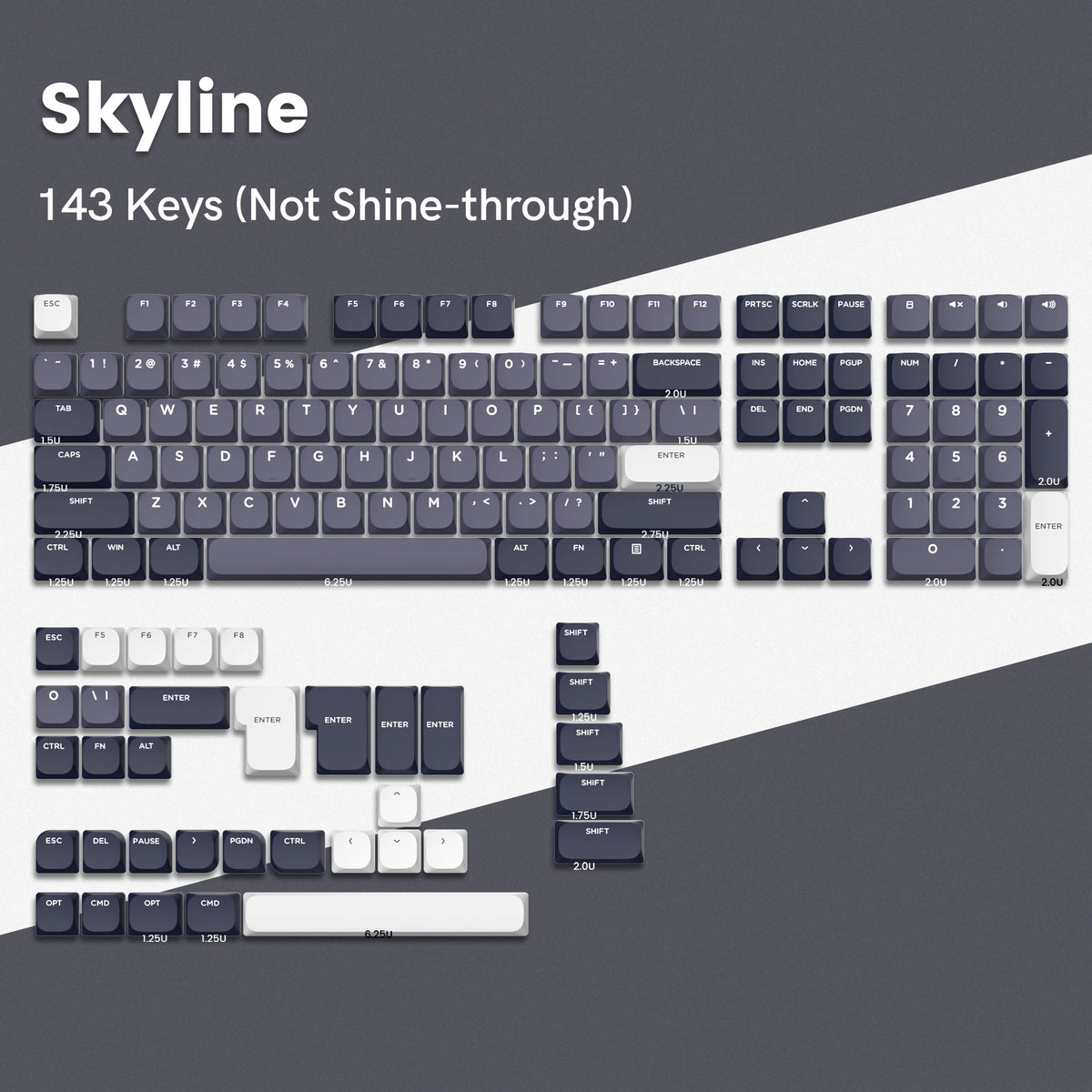 143 Key Low Profile PBT Keycaps Backlit Shine Through RGB Key cap for 60% 61/87/104 Cherry Gateron MX Gamer Mechanical Keyboard
