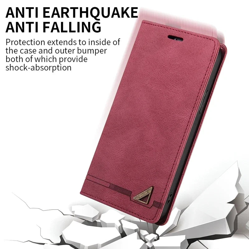 Wallet Anti-theft Brush Photo Frame Leather Flip Case For Samsung Galaxy S25 Edge S24 FE S23 Plus S22 Ultra S21 S20 S10 S9 Cover