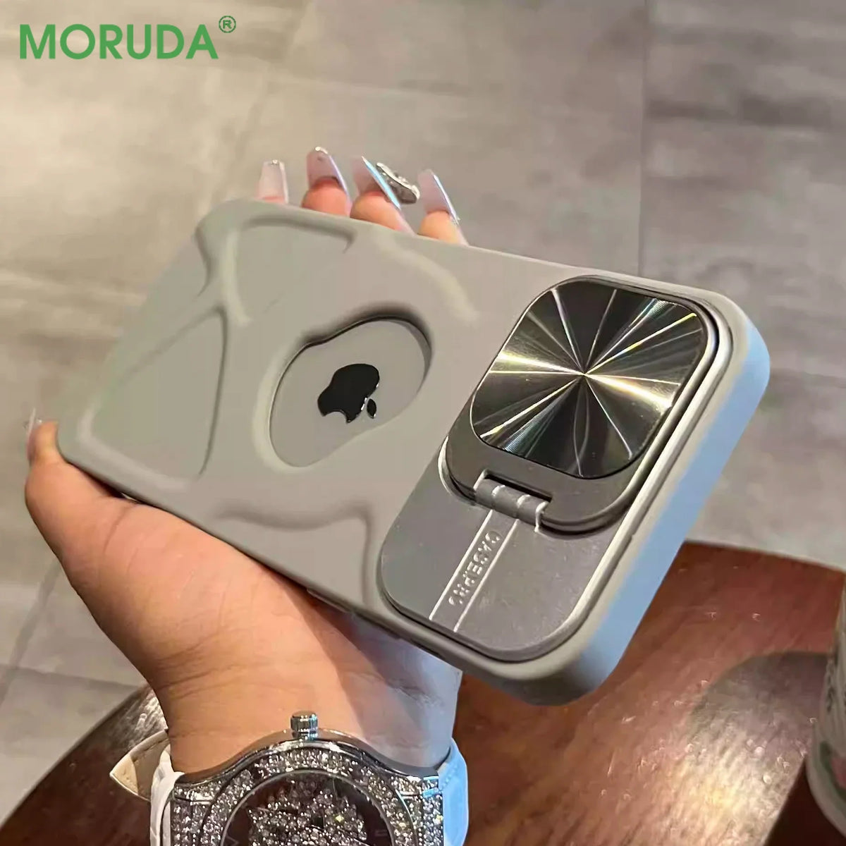 Fashion Logo Hole Magnetic Case for iPhone 17Air 12 13 14 15 16 17 Pro Max Plus Lens Protection Stand For Magsafe Silicone Cover