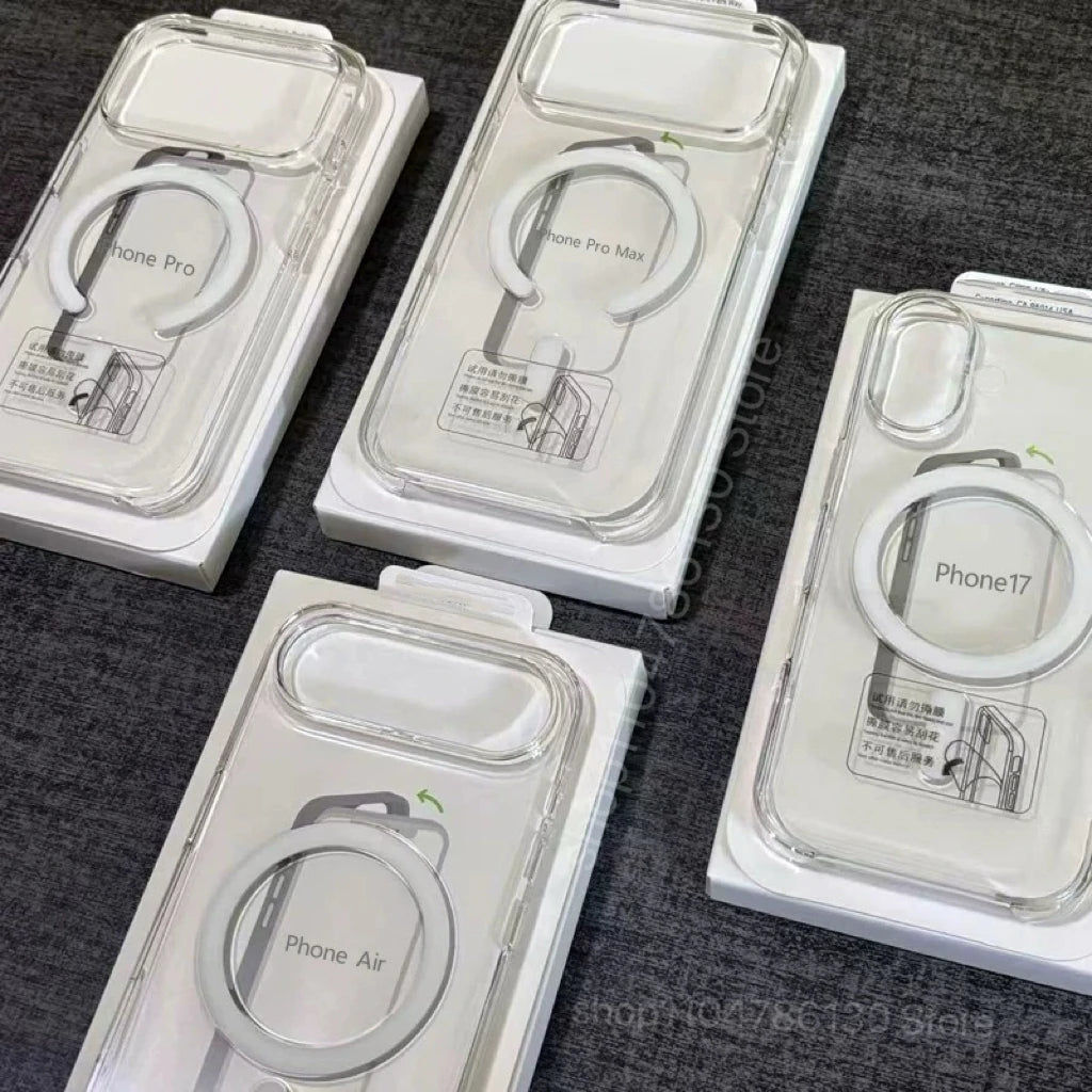 Original Transparent Phone Case For iPhone 17 Air 16 15 14 13 12 Pro Max Cases For Magsafe Animation Wireless Charging Cover
